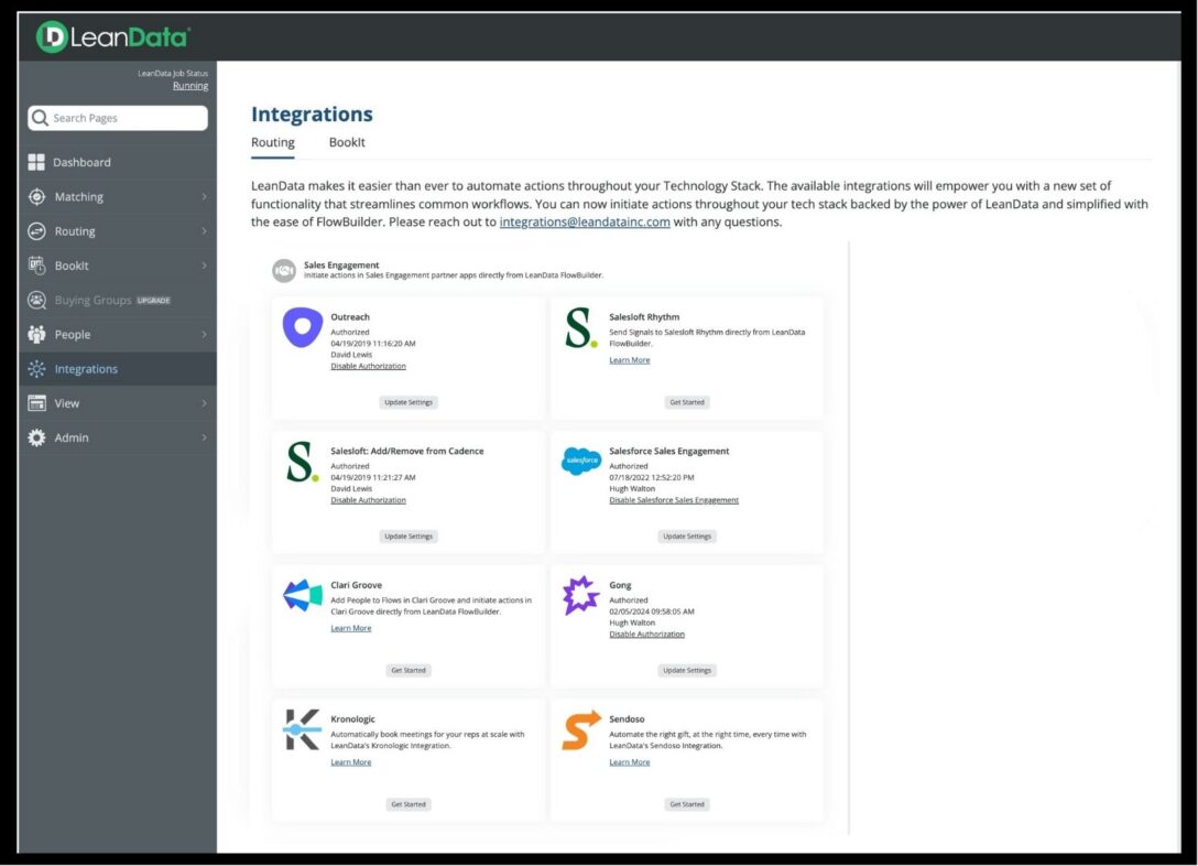 Logos of LeanData Sales Engagement Integrations