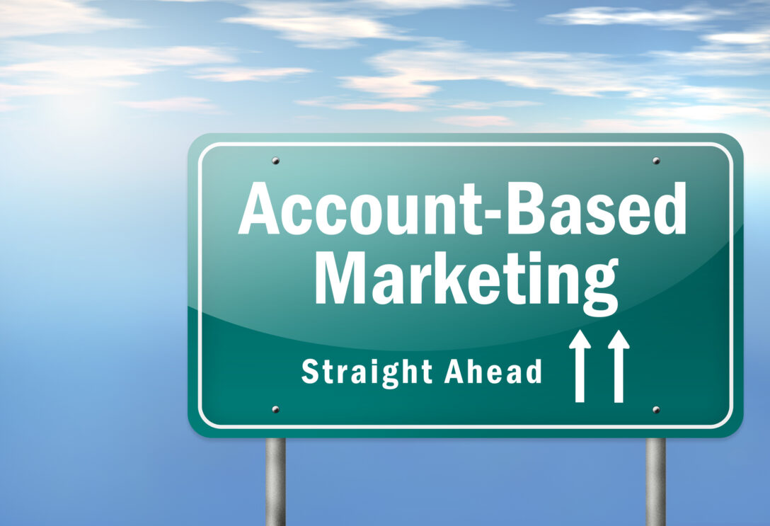Road sign declaring, "Account-Based Marketing Straight Ahead."