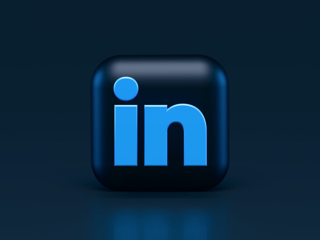 Photographic image of the LinkedIn logo.