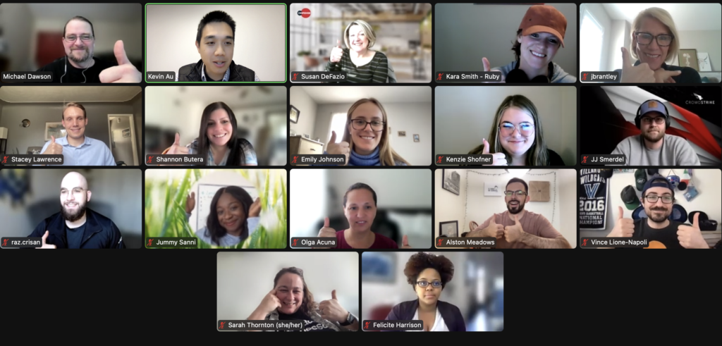 Screen shot of a Zoom virtual meeting of the March 2022 session of in-person LeanData Certification training.