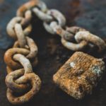 Rusty chain and lock.