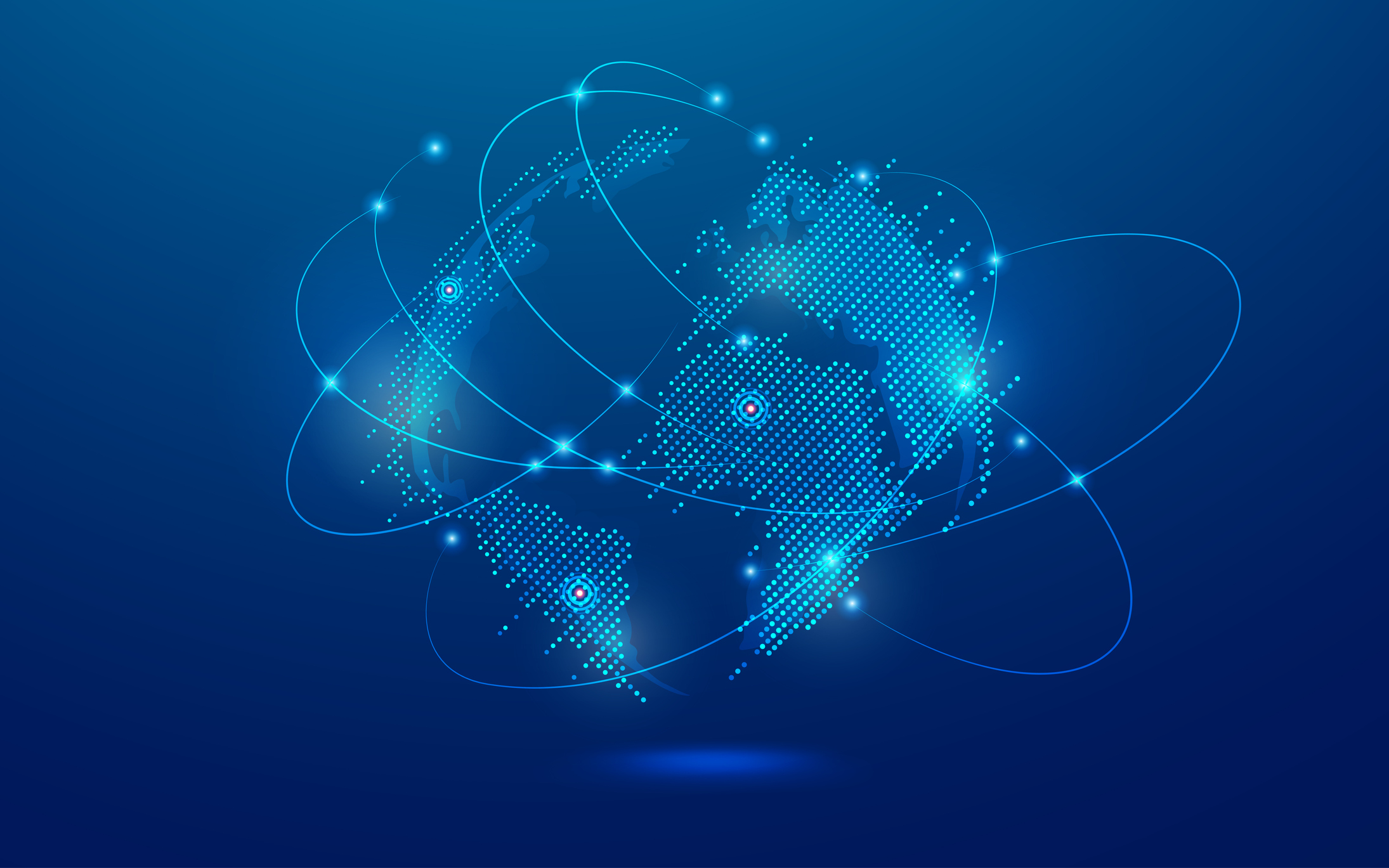 Graphic of dotted globe with futuristic element