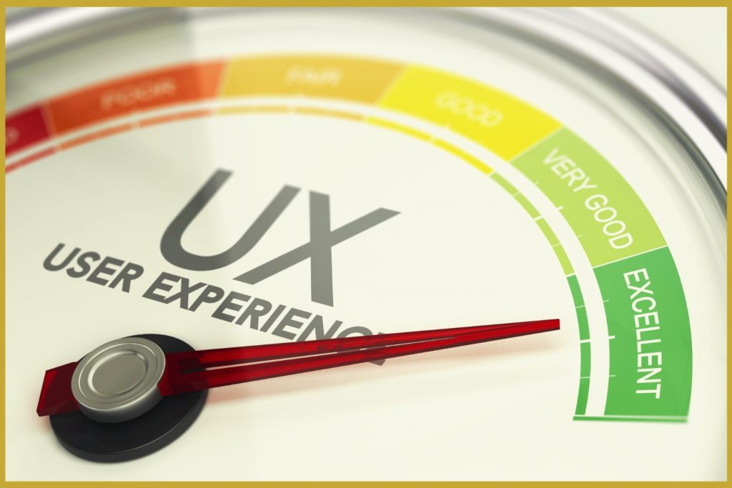 Image of a User Experience "gauge" with the needled pegged at "Excellent."