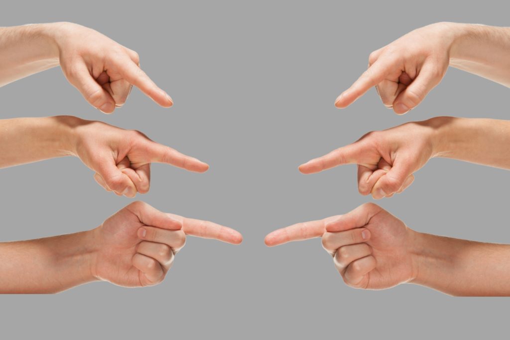 Finger pointing. 