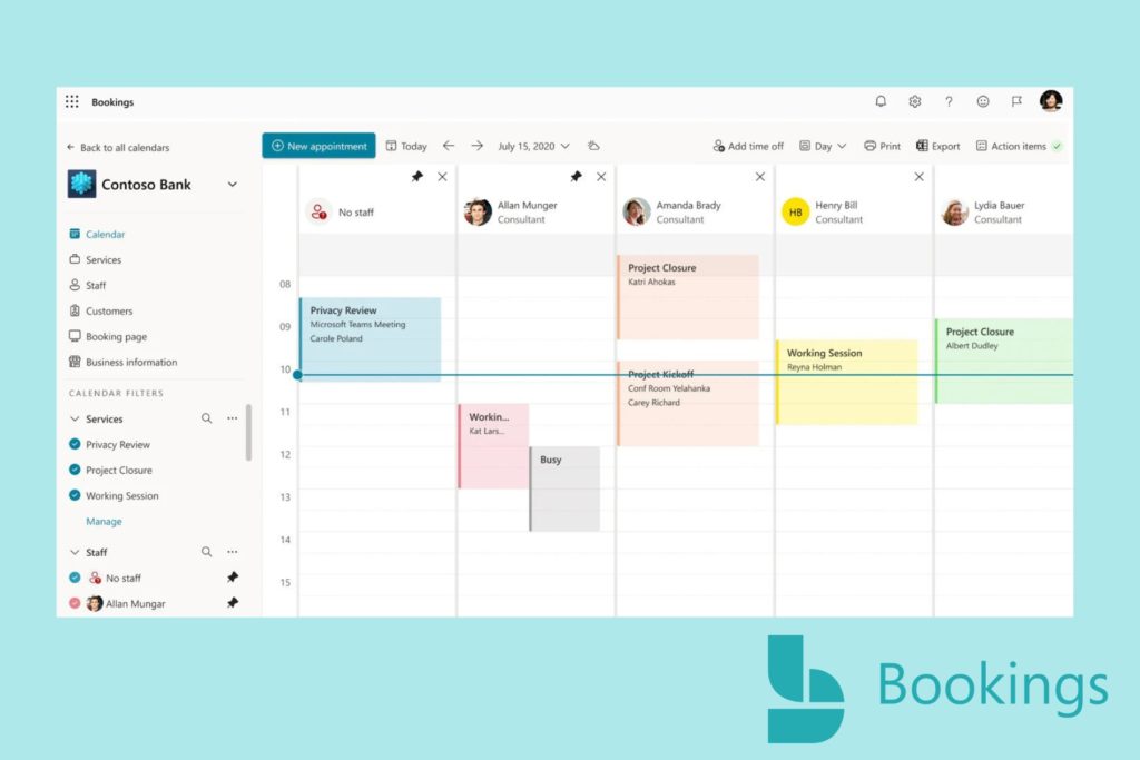 Calendar from Microsoft Bookings