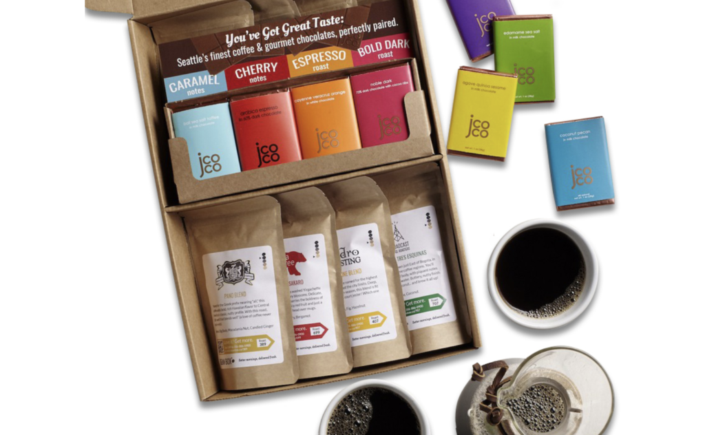 Image of gift box of coffee and chocolate.