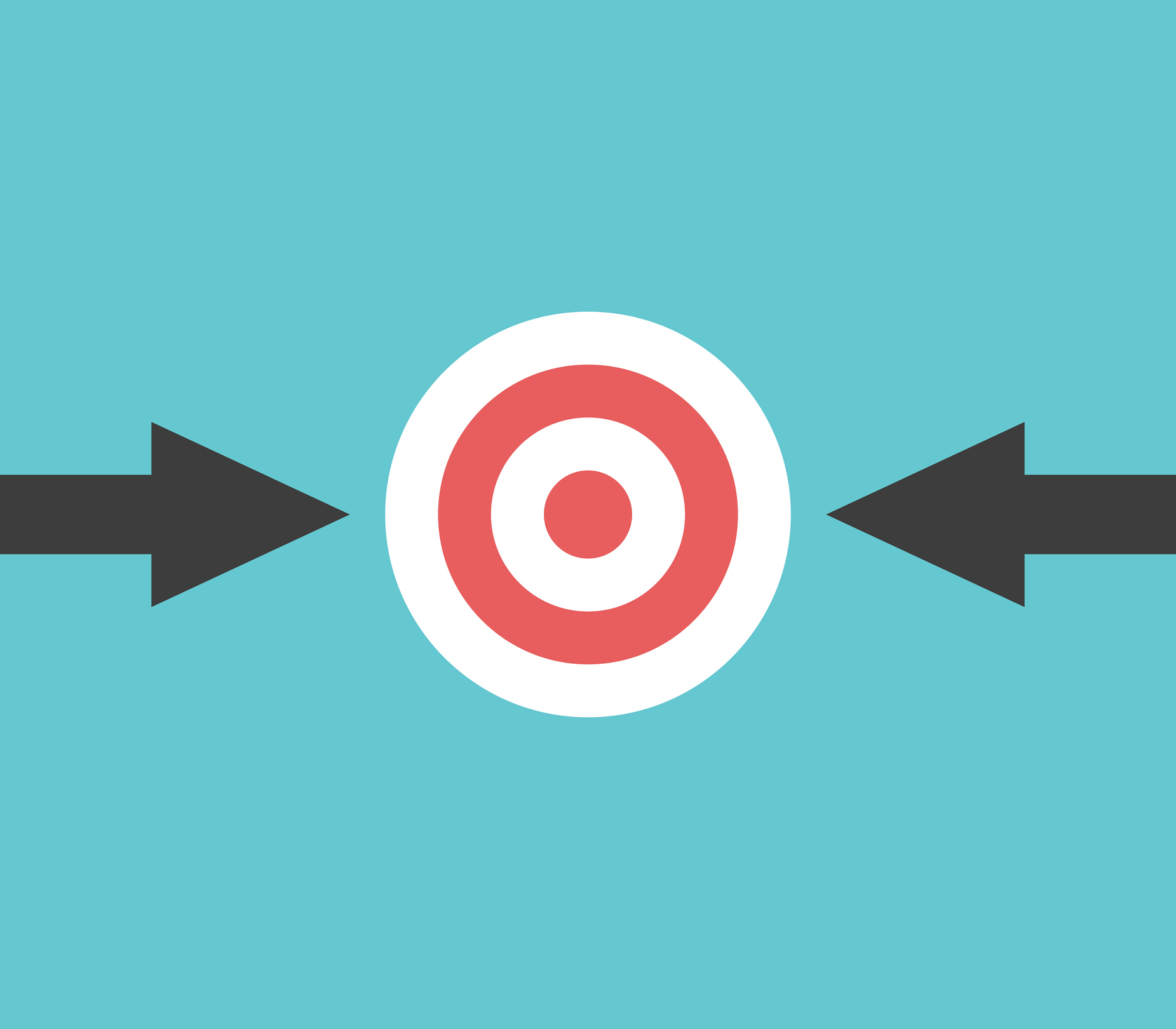 Two arrows approaching a singular target from each side.