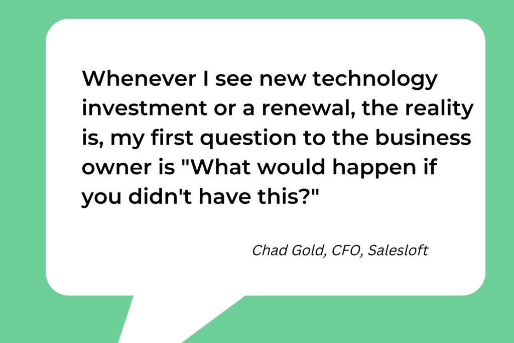 Image of a quote from Chad Gold, CFO of Salesloft: 