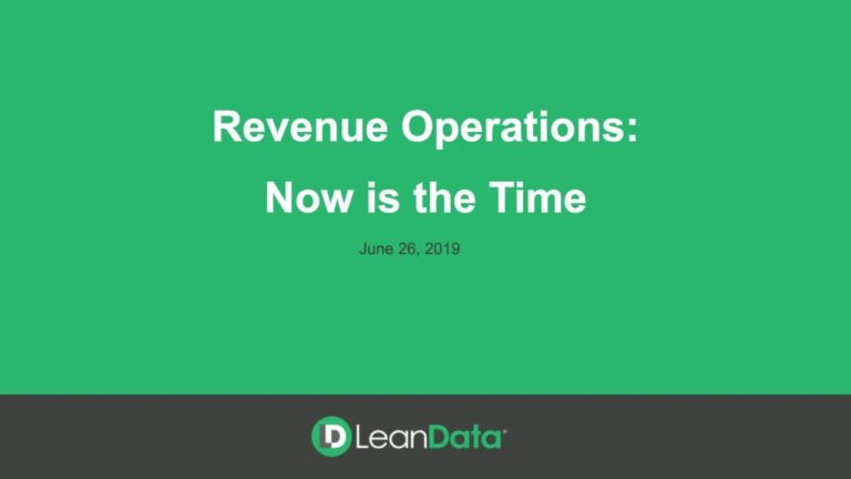 Revenue Operations: Now is the Time