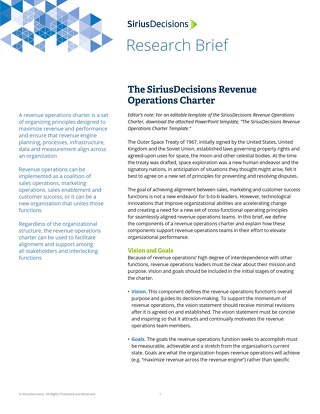 The SiriusDecisions Revenue Operations Charter Report