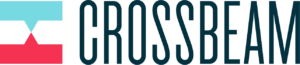 a red and teal rectangular logo next to the word Crossbeam