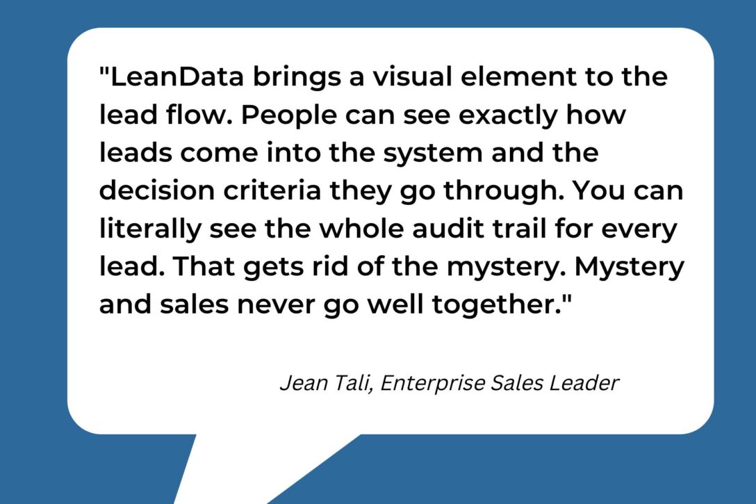 quote callout about LeanData from Jean Tali, an enterprise sales leader
