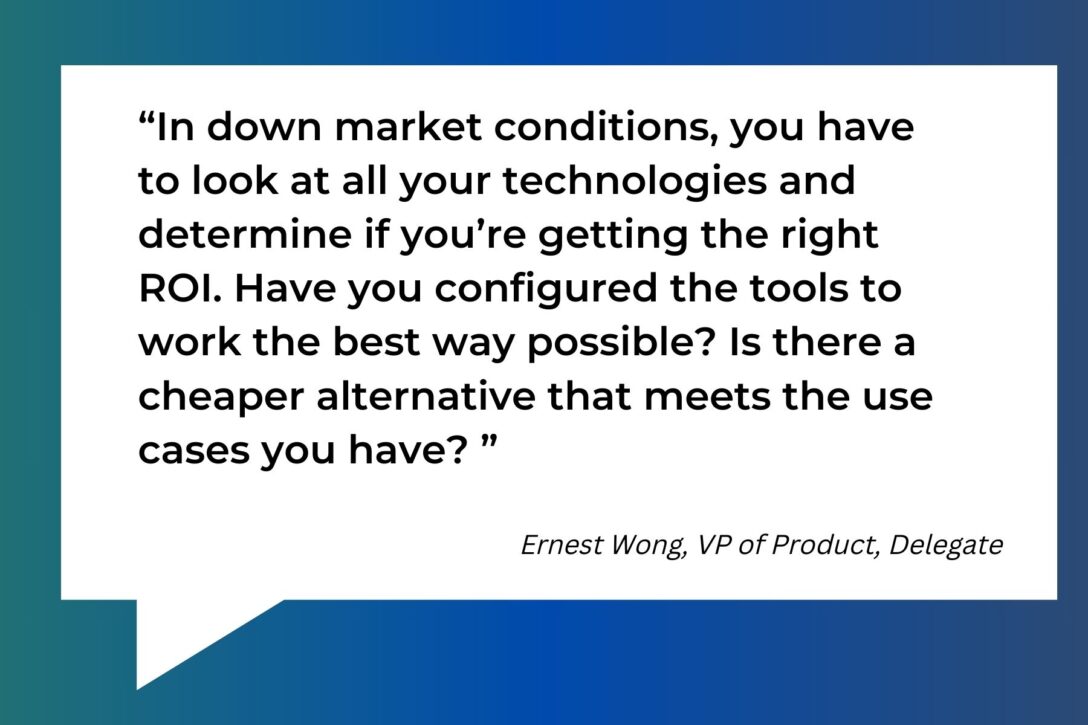 Quote about tech stack consolidation from Ernest Wong, VP of Product, at Delegate