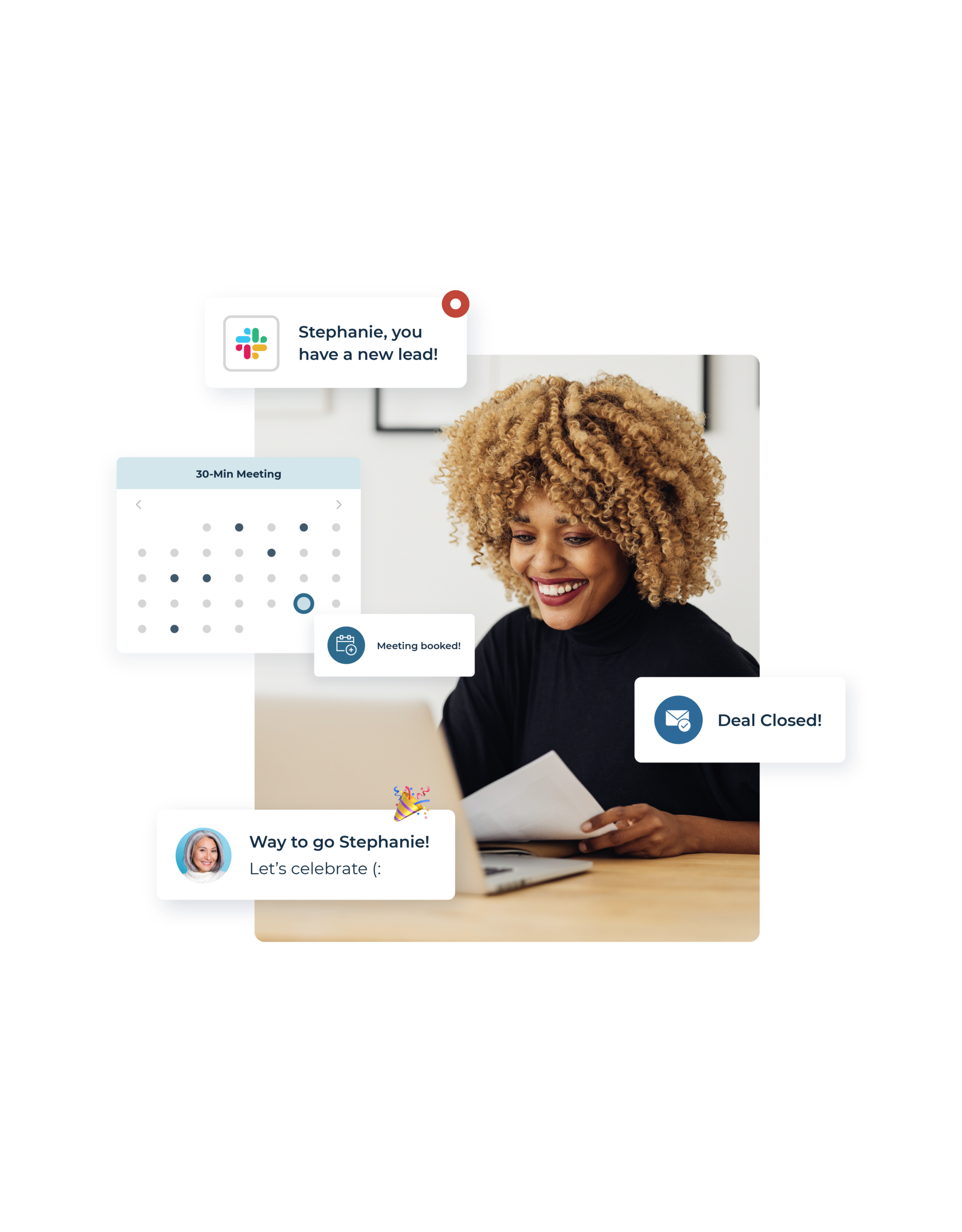 a female African American woman sitting at a desk and working on a laptop using LeanData
