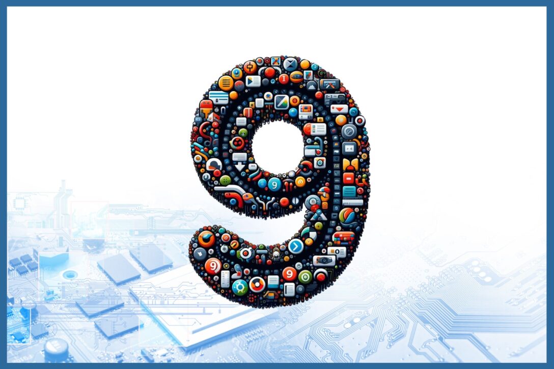 the number nine made out of SaaS software icons