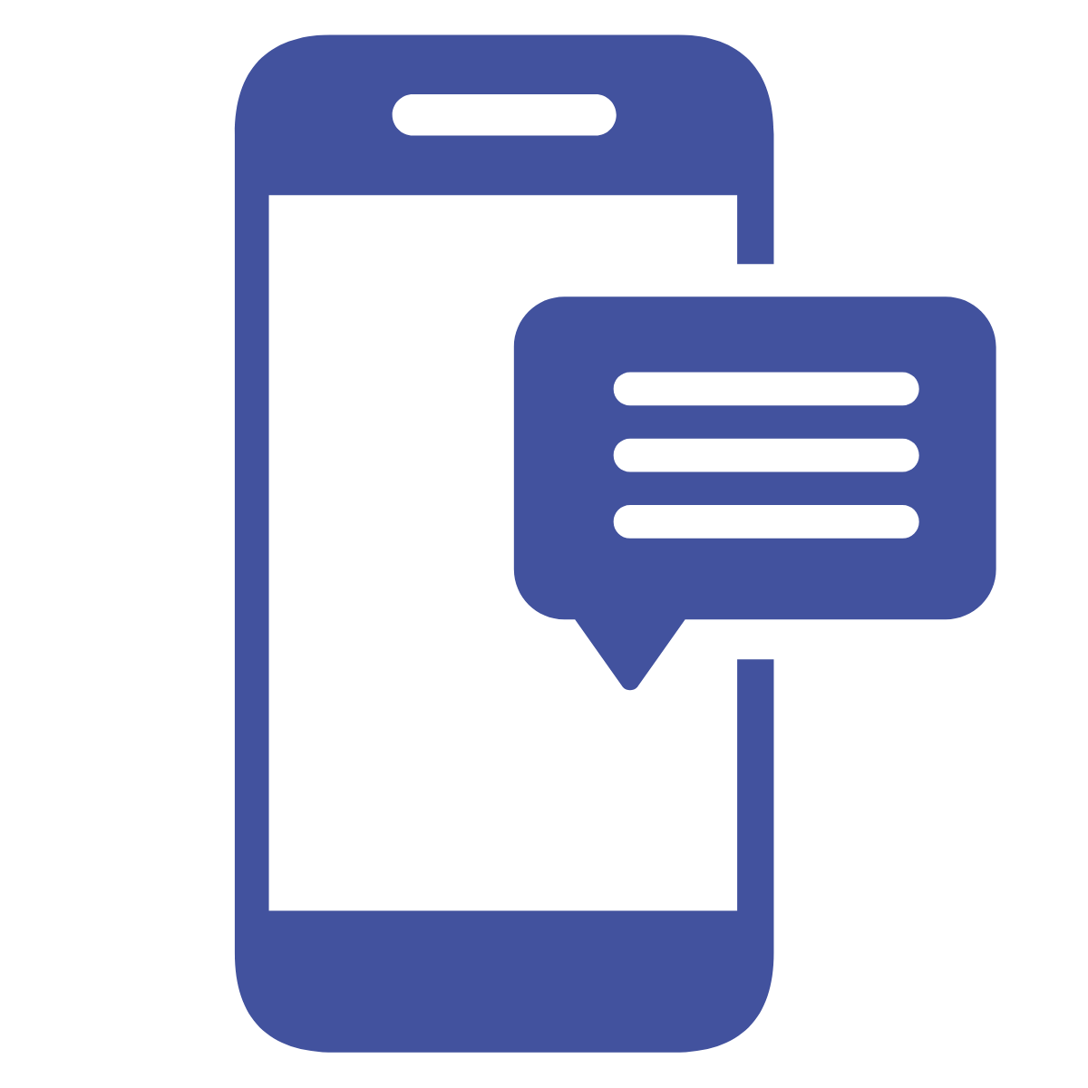 cell phone icon with a message coming out of it