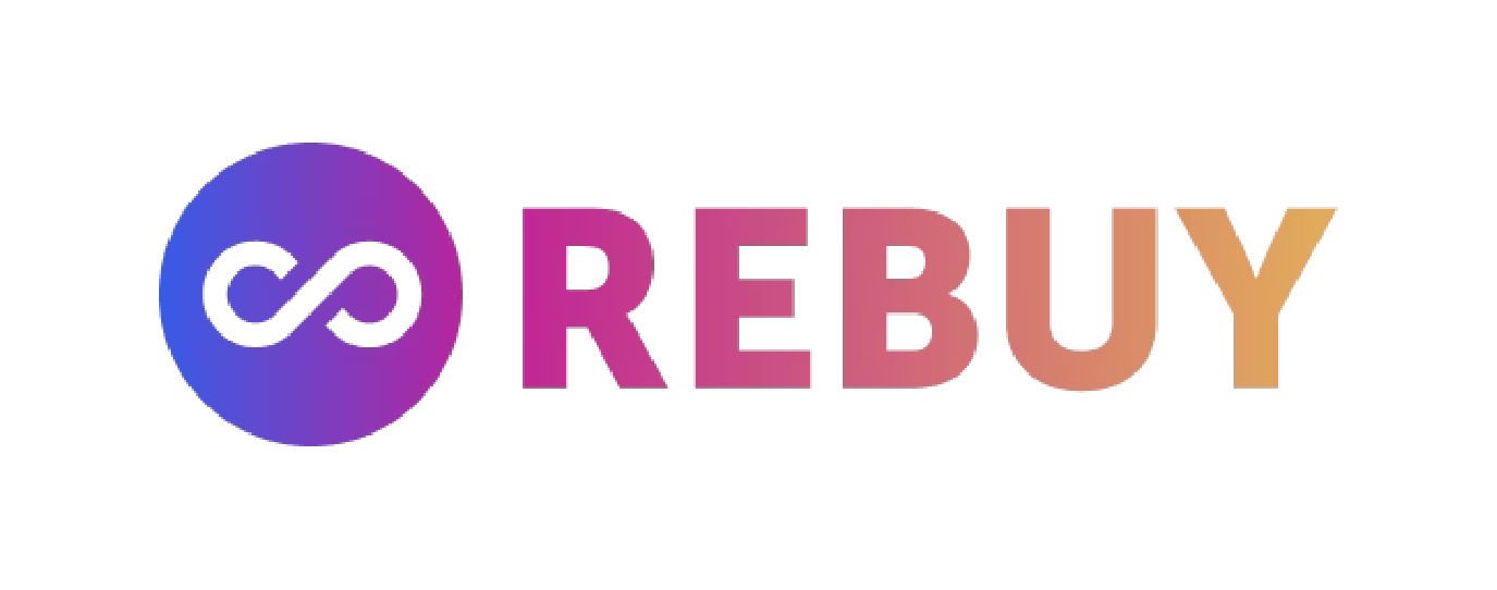 a multi-colored logo of Rebuy software