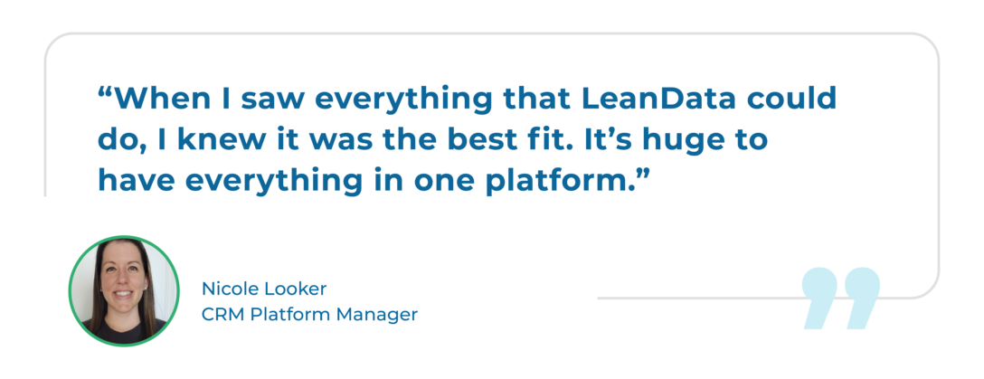 a quote about LeanData from Nicole Looker, CRM Platform Manager for Rebuy