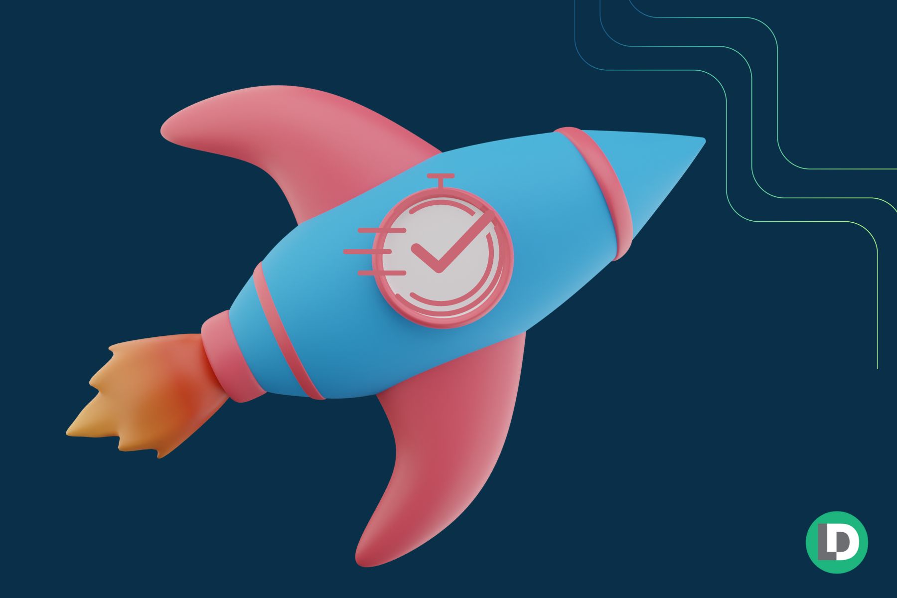 a blue and pink claymation rocket ship with a navy blue backround