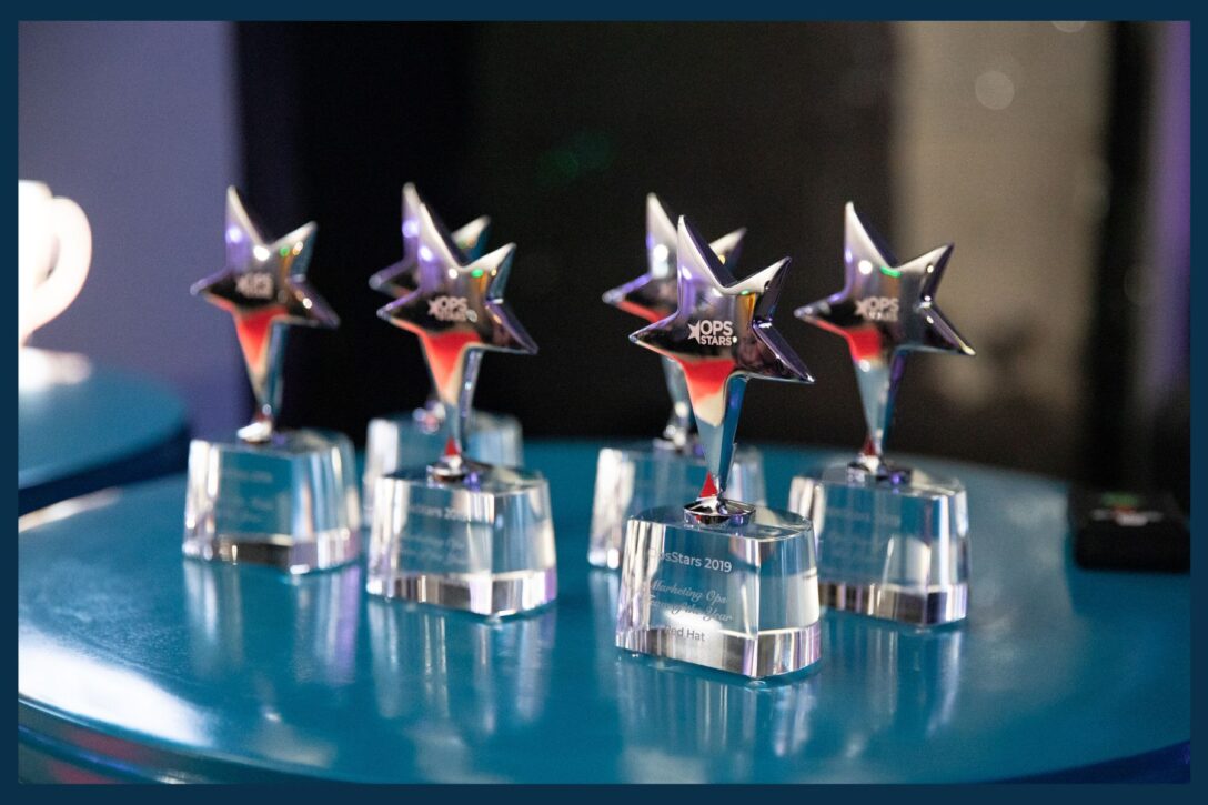 Glass trophies in the shape of stars to be used at the OpsStars conference