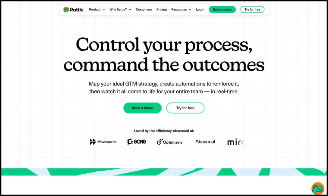 A screen shot of the home page of Rattle software, a speed to lead tool