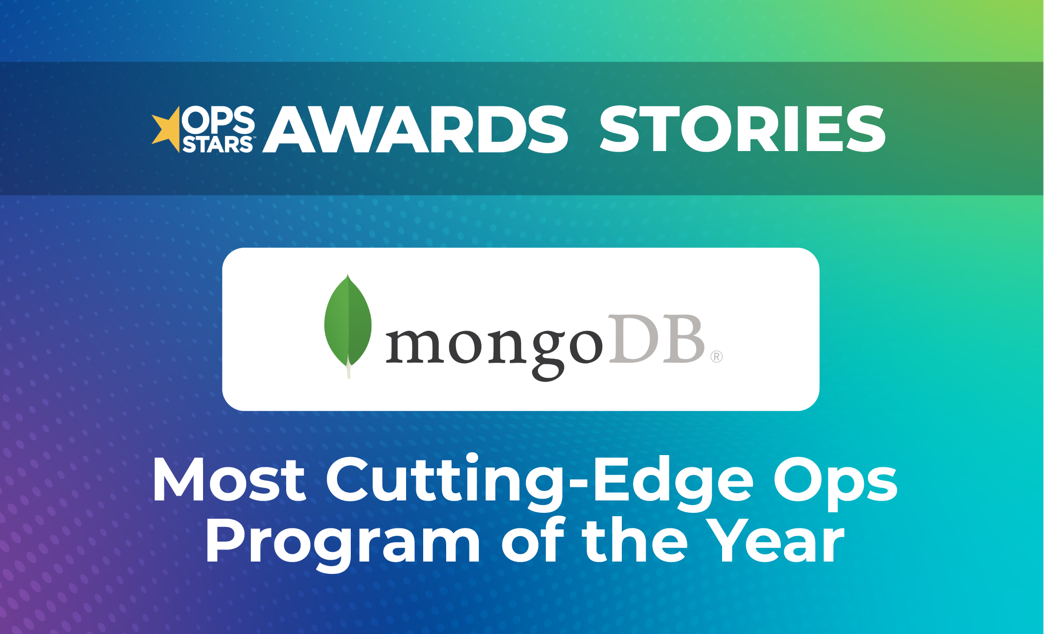 Logo for Mongo DB the OpsStars 2024 Award winner of the Most Cutting-Edge Ops Program of the Year