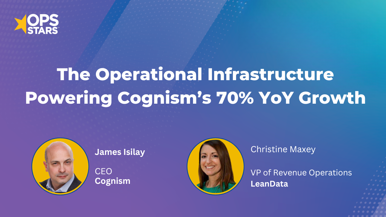 Headshots of James Isilay, CEO of Cognism, and Christine Maxey, VP of RevOps at LeanData