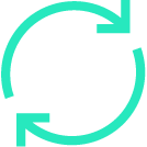 three people shown as a graphic element with arrows circling them