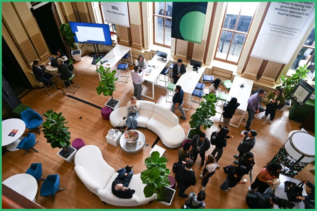 A view from above the LeanData customer lounge at OpsStars 2024