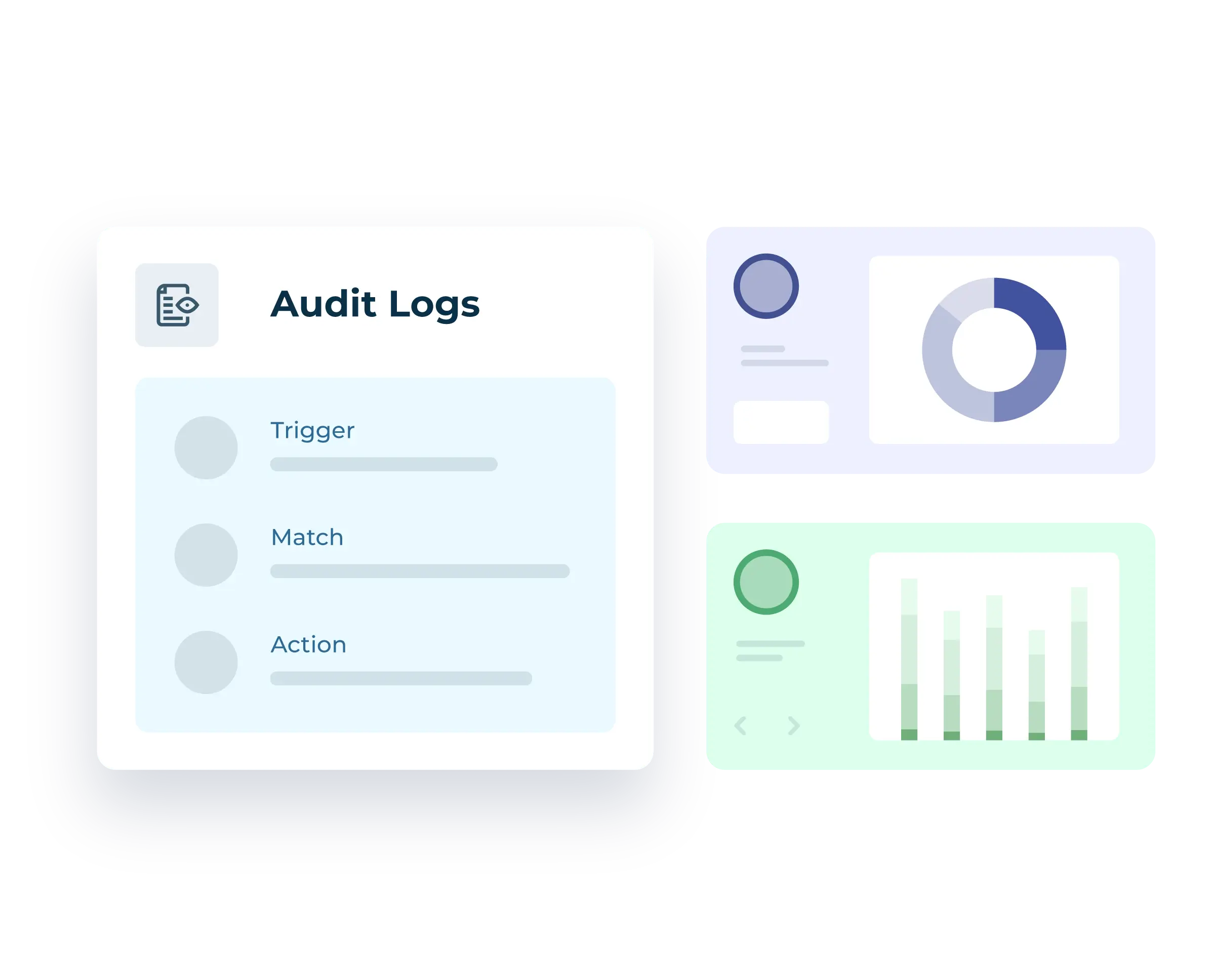 Decorative image of a LeanData Audit Log list, next to two analytics bubbles.
