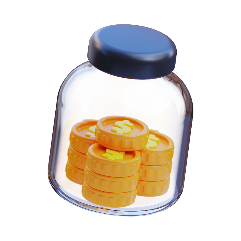 3d jar of coins