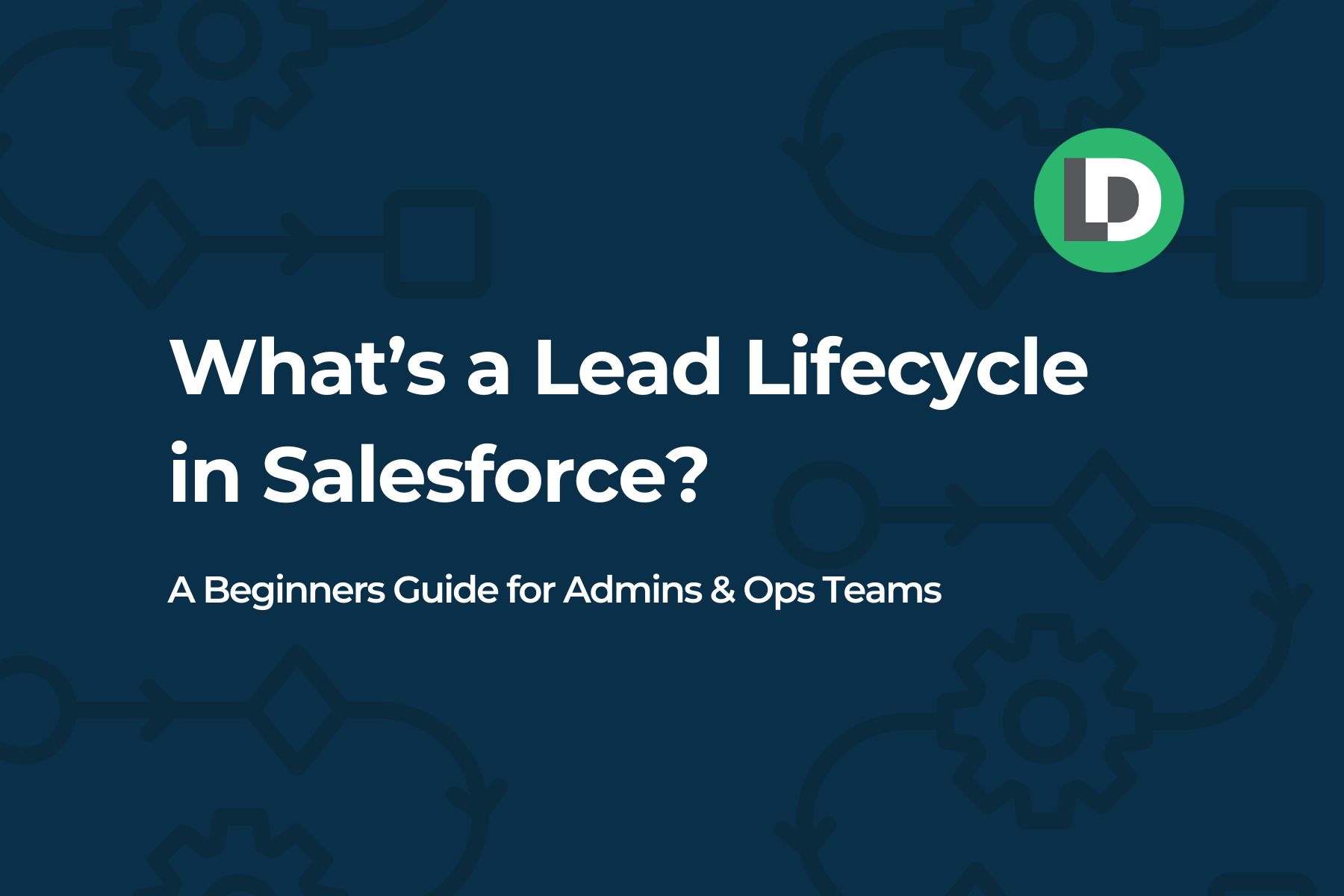 A navy blue rectangle with the article title and lighter blue graphic elements of flow charts