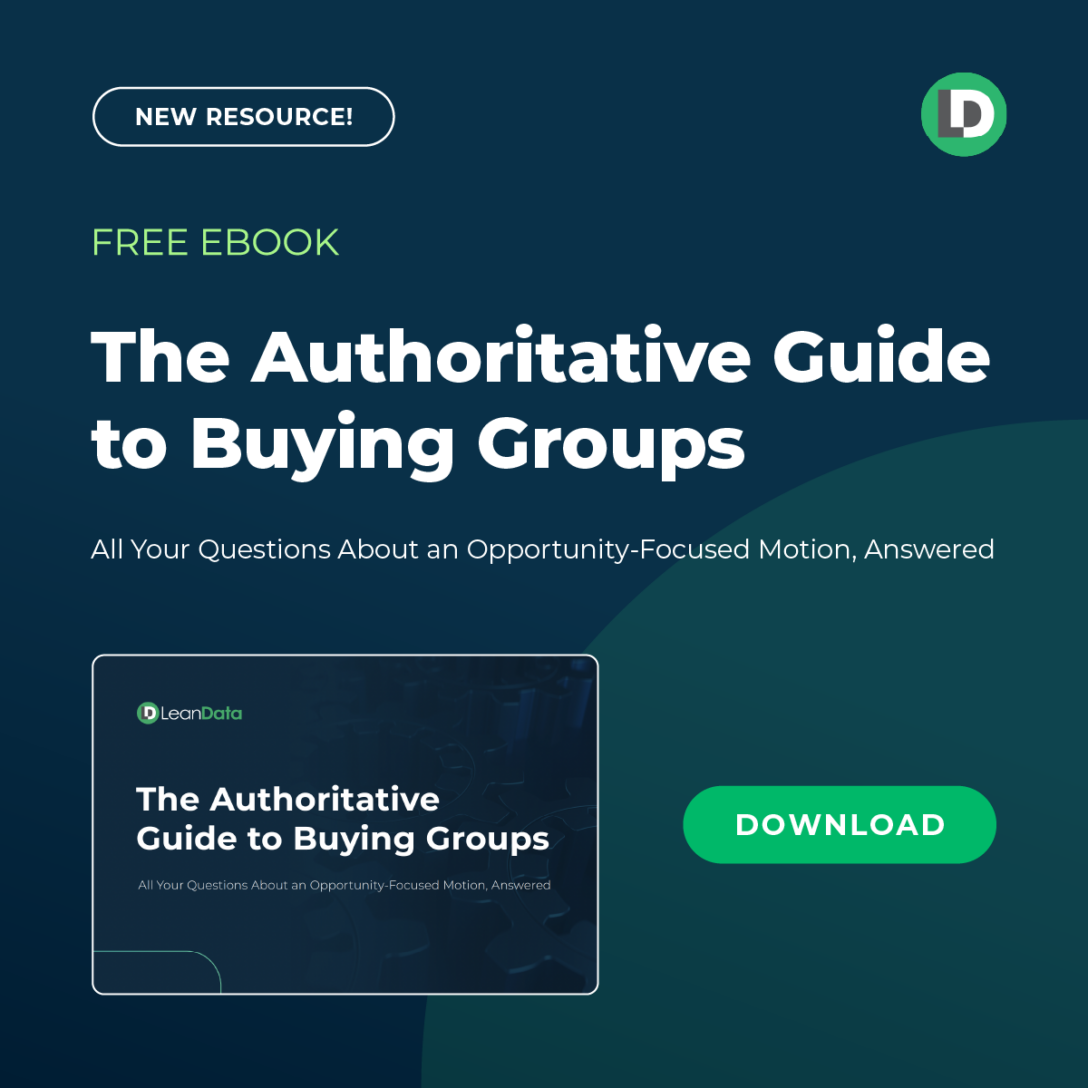 promotional ad for the LeanData ebook The Authoritative Guide to Buying Groups