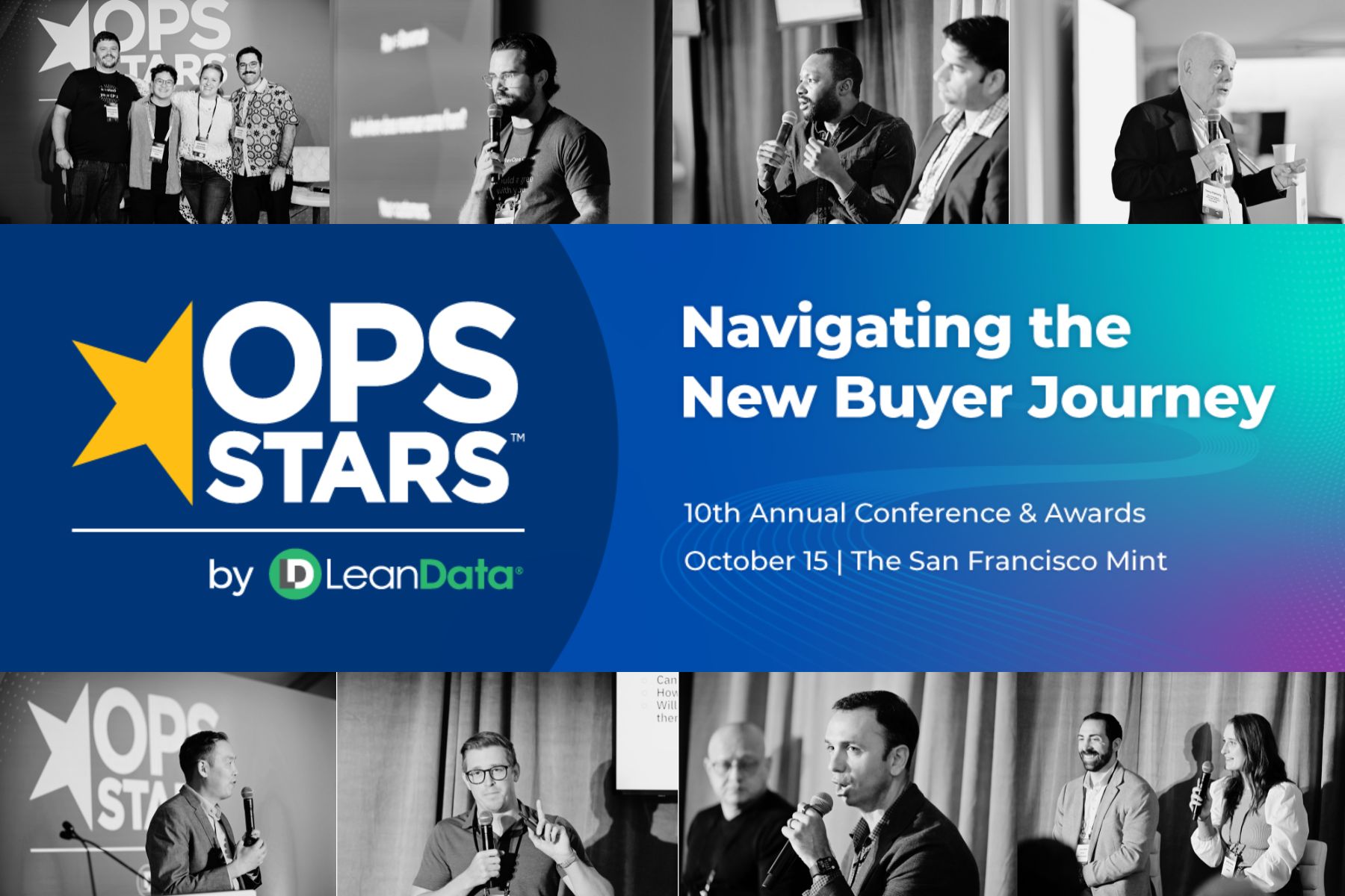 Banner image announcing OpsStars 2025 surrounded by photos of OpsStars speakers