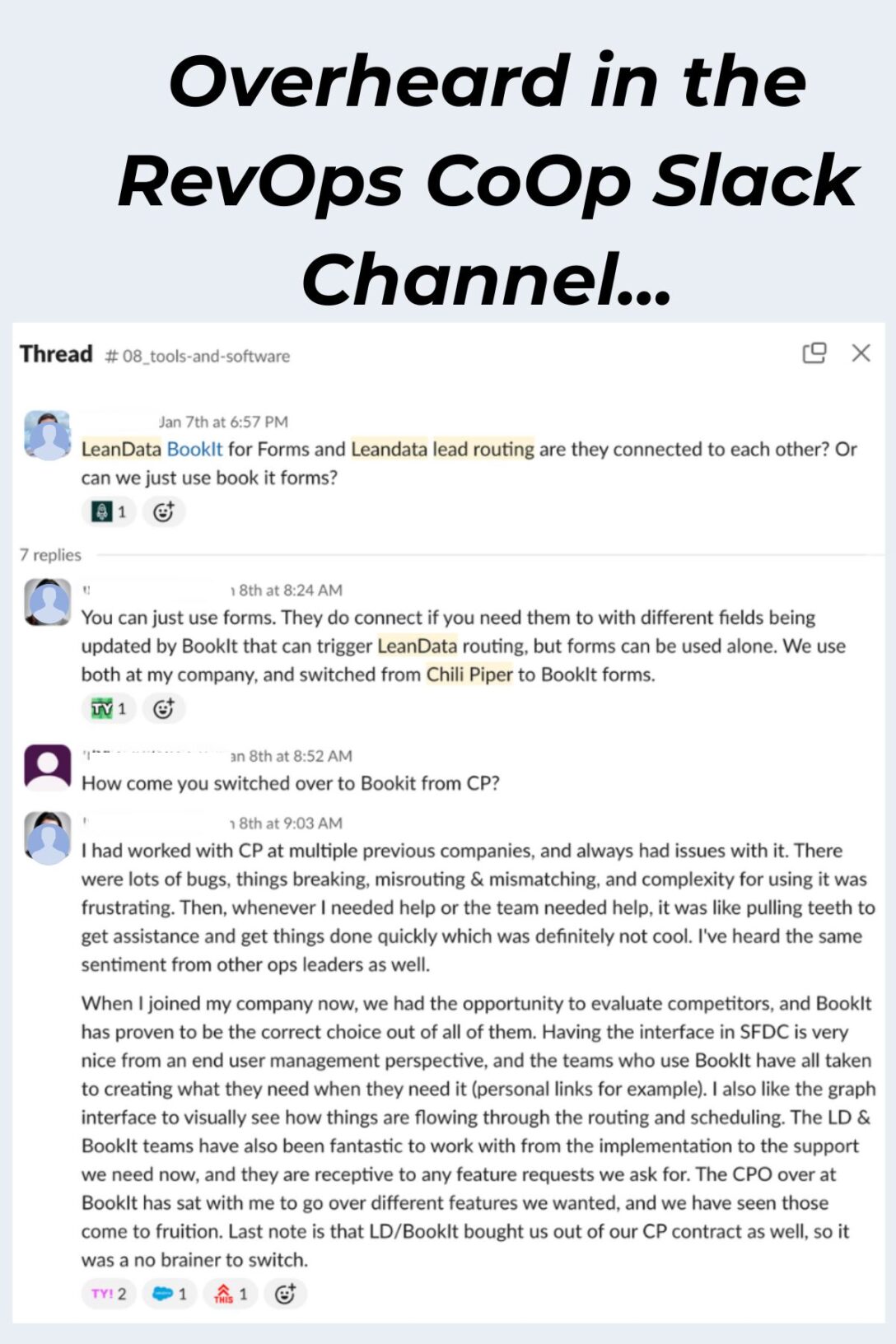 Conversation between ops professionals in a RevOps CoOp Slack Channel