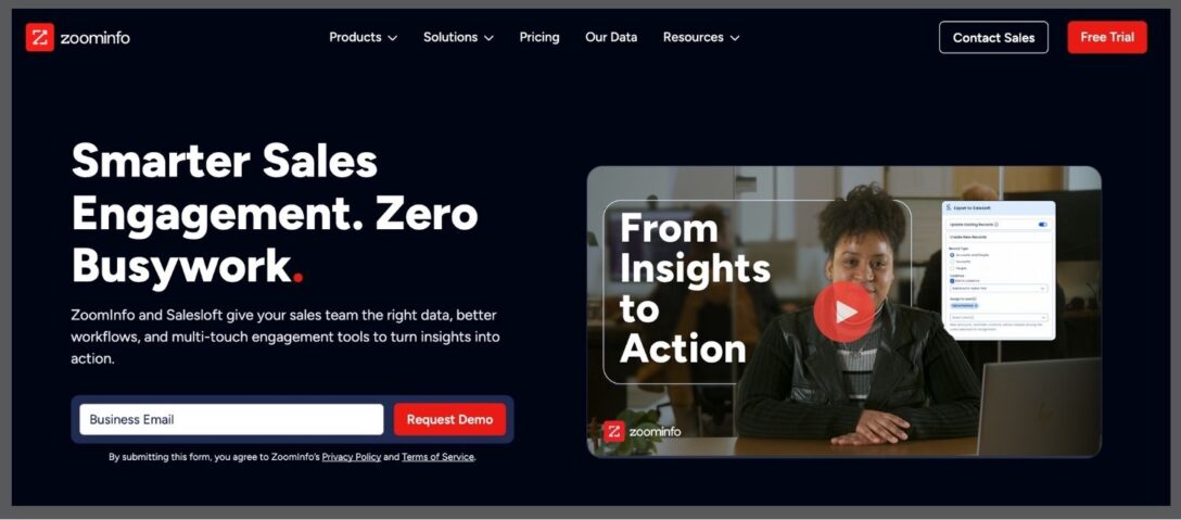 ZoomInfo Engage Home Page, a Chili Piper Alternative