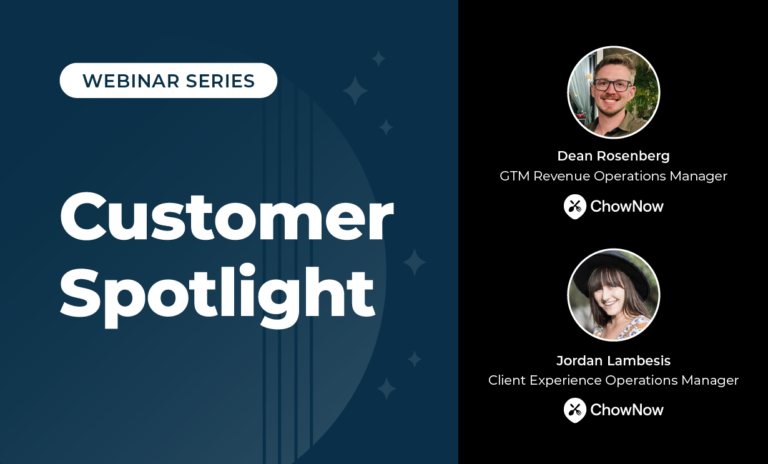 blue rectangle with the words customer spotlight webinar series on it