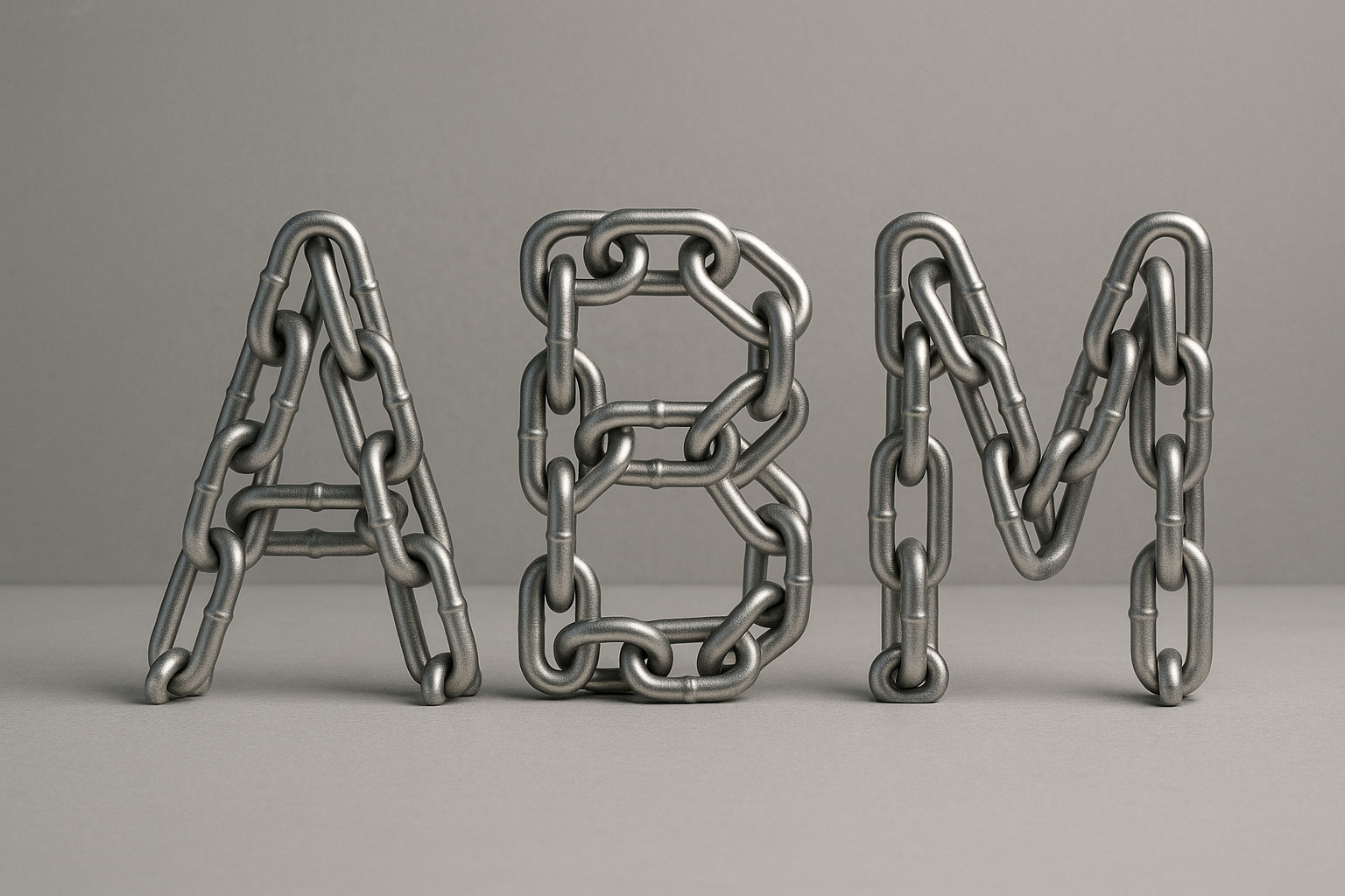 the letters ABM written in silver chain link