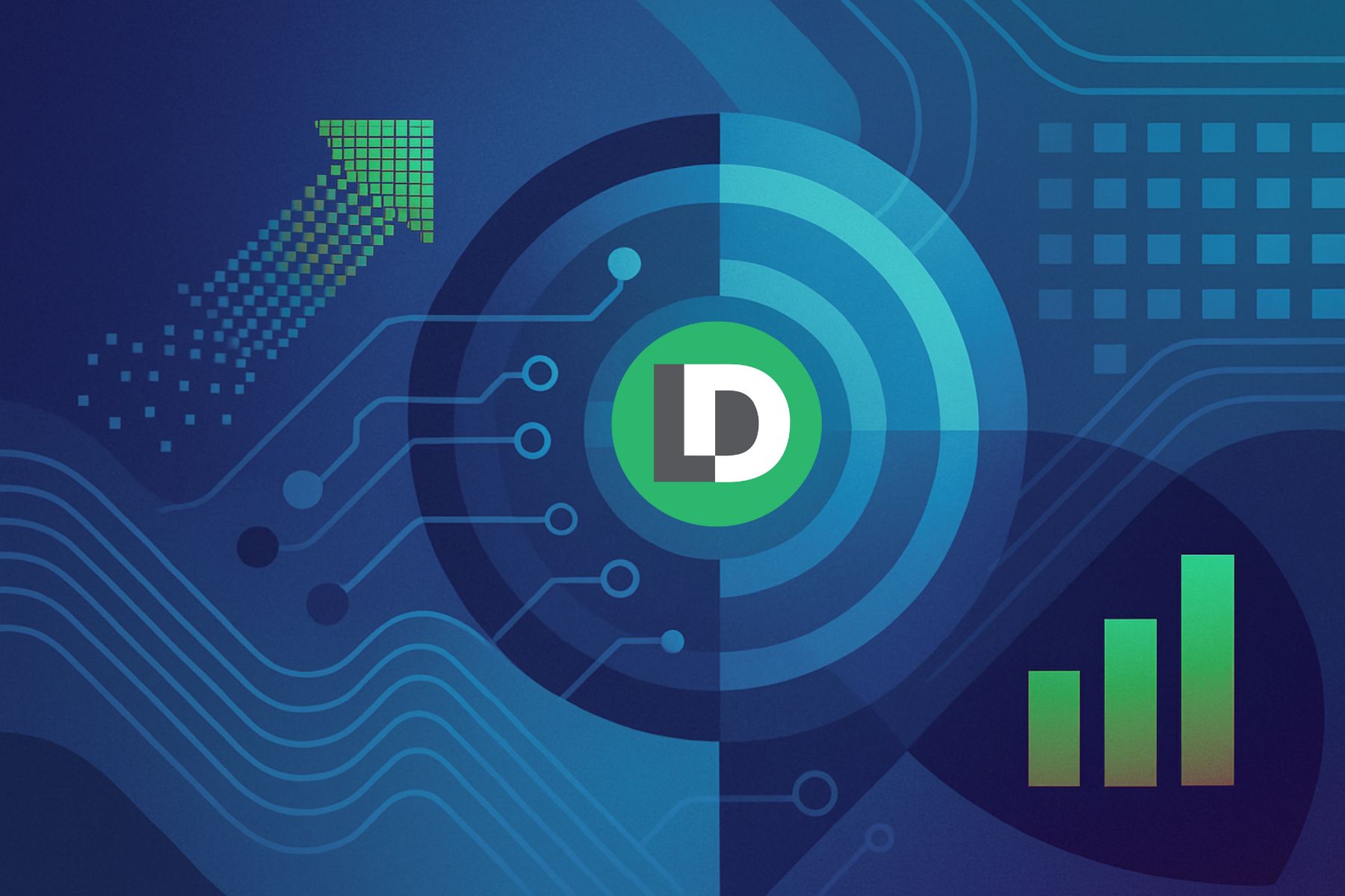 abstract shapes in blue and green to represent GTM Transformation