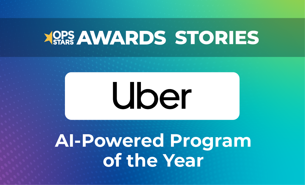 Logos for OpsStars and Uber Technologies, winner of the 2025 AI-Powered Program of the Year