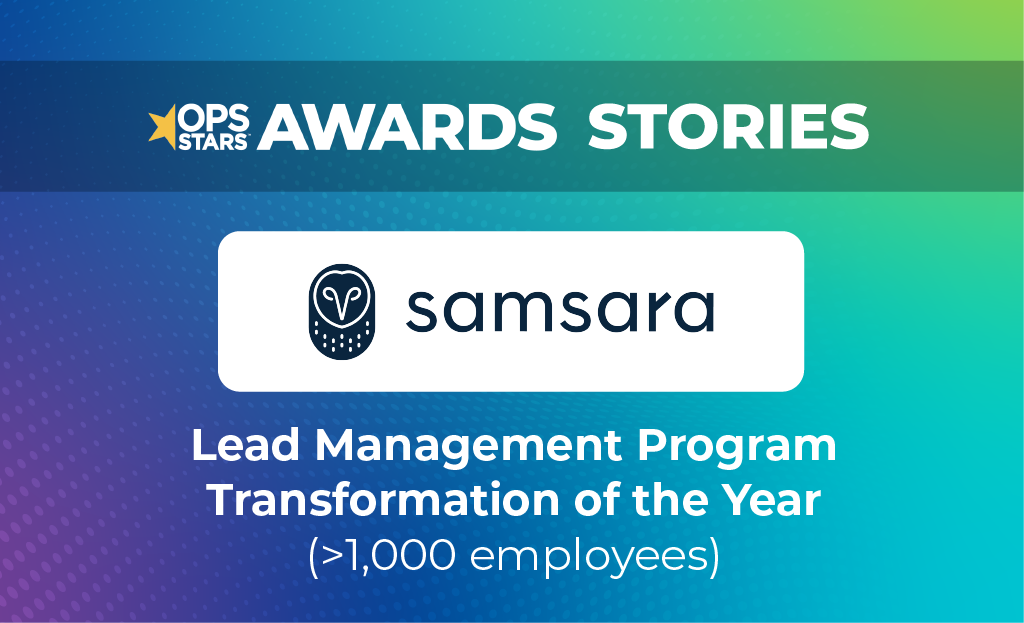 Logos for OpsStars and Samsara to announce the winner of the 2025 OpsStars Lead Management Program Transformation of the Year