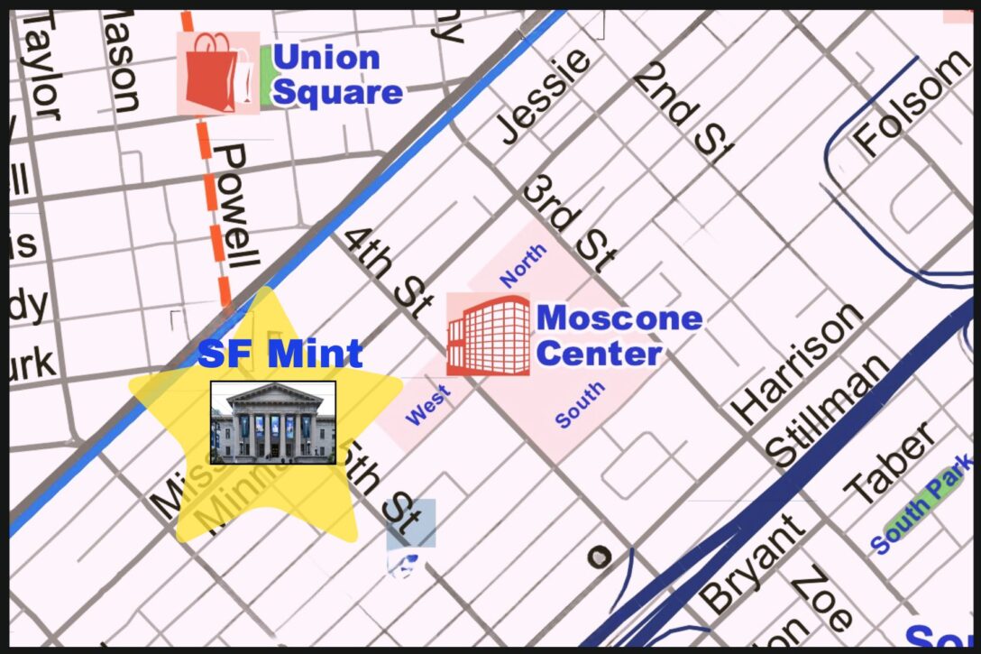 Map of downtown San Francisco showing the locations of OpsStars and Dreamforce