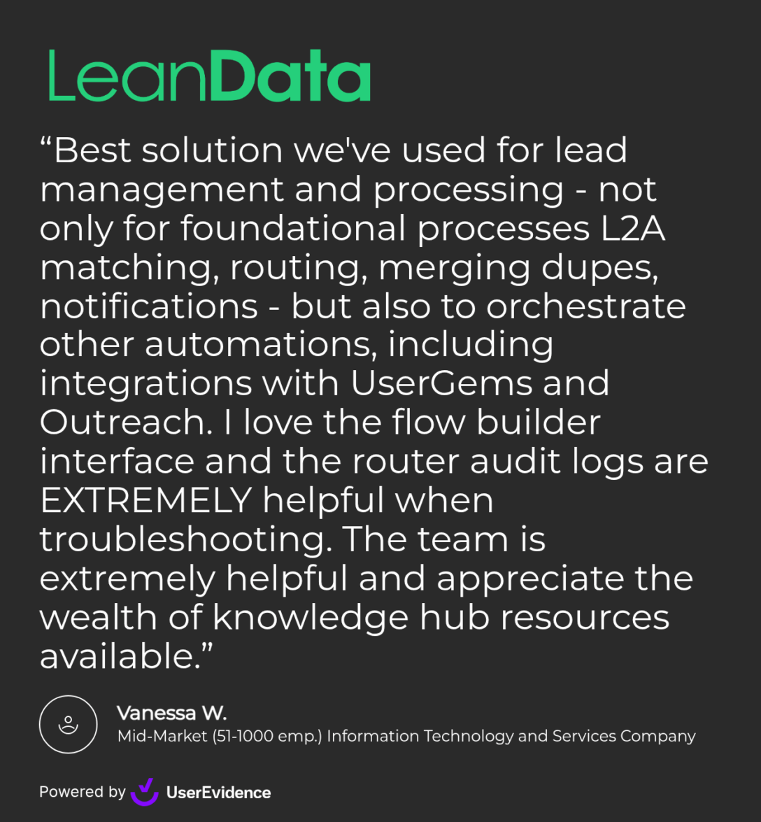 LeanData customer testimonial