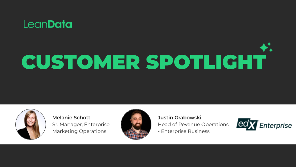 black rectangle with Customer Spotlight logo and photos of Melanie Schott and Justin Grabowski