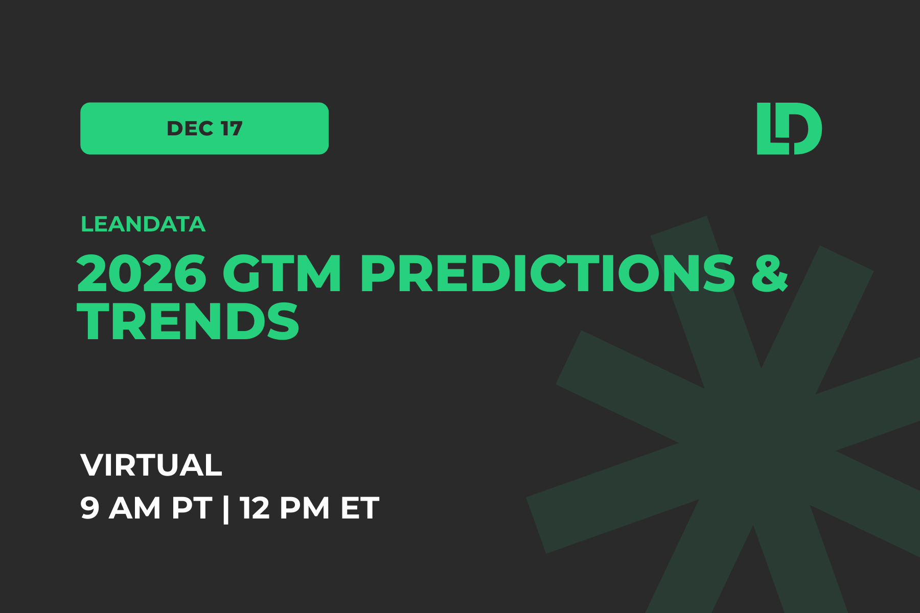 LeanData Webinar - Dec 17. Session is called: 2026 GTM Predictions & Trends