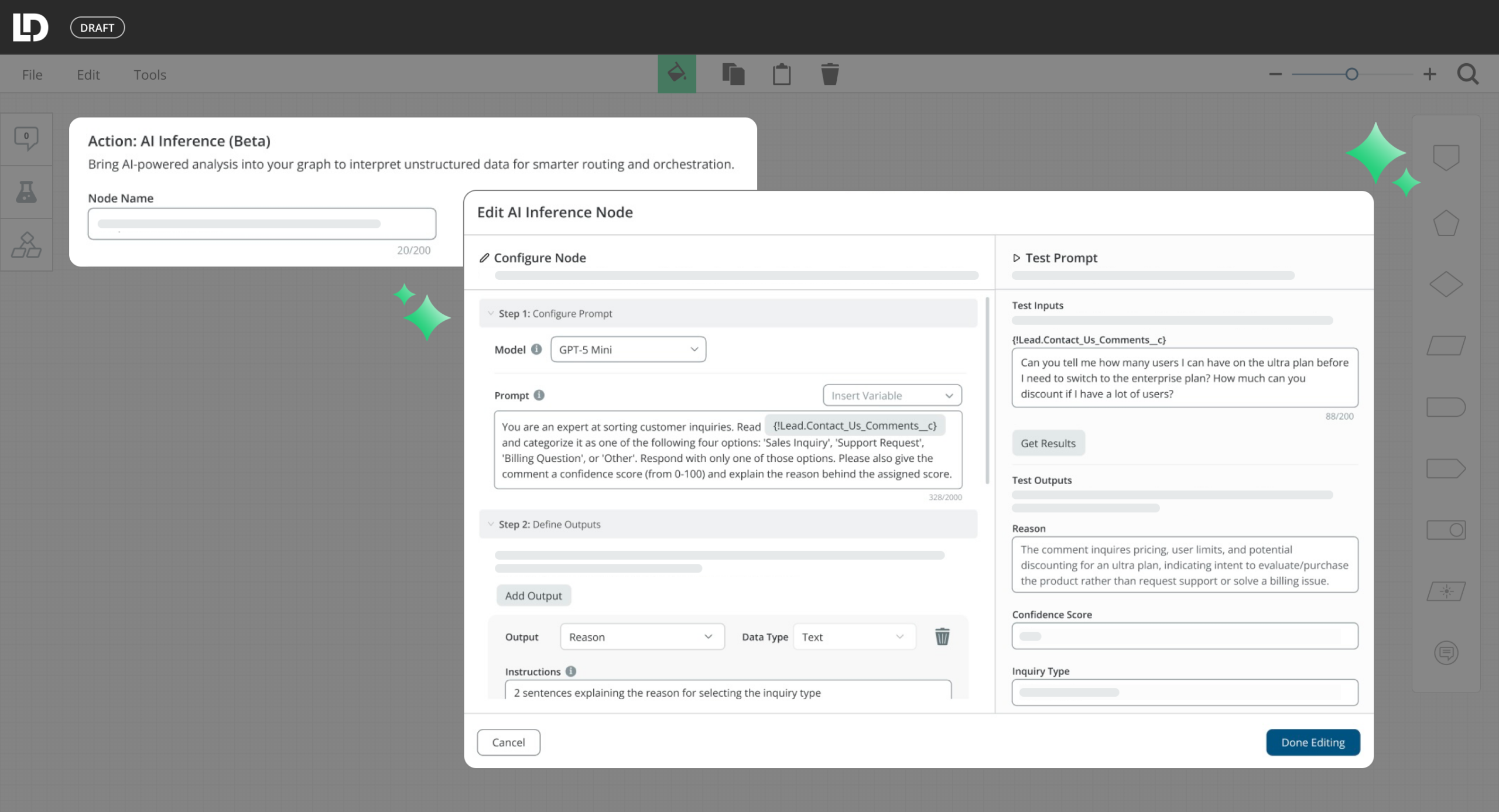 LeanData's AI Inference Node User Interface