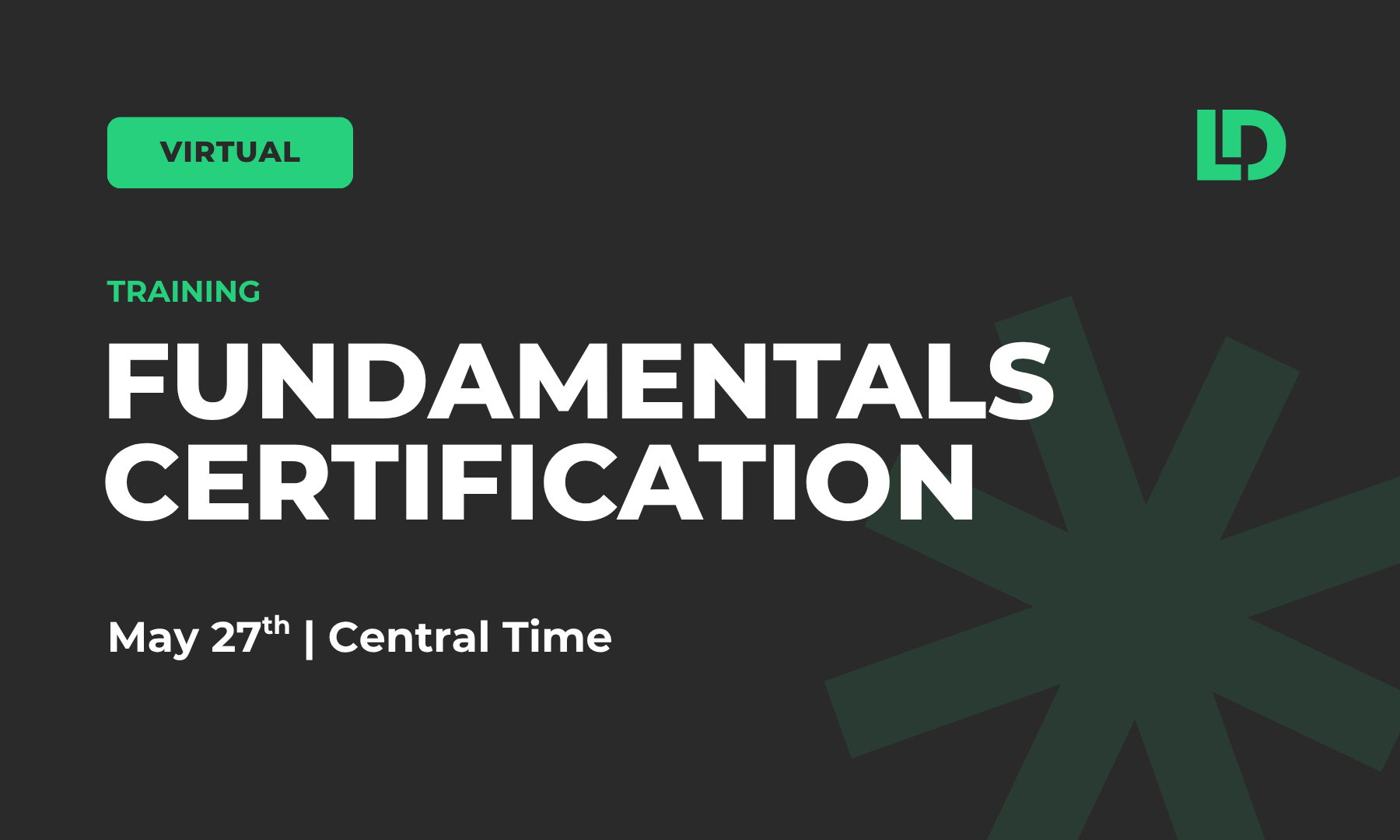 black rectangle with Fundamentals Certification badge