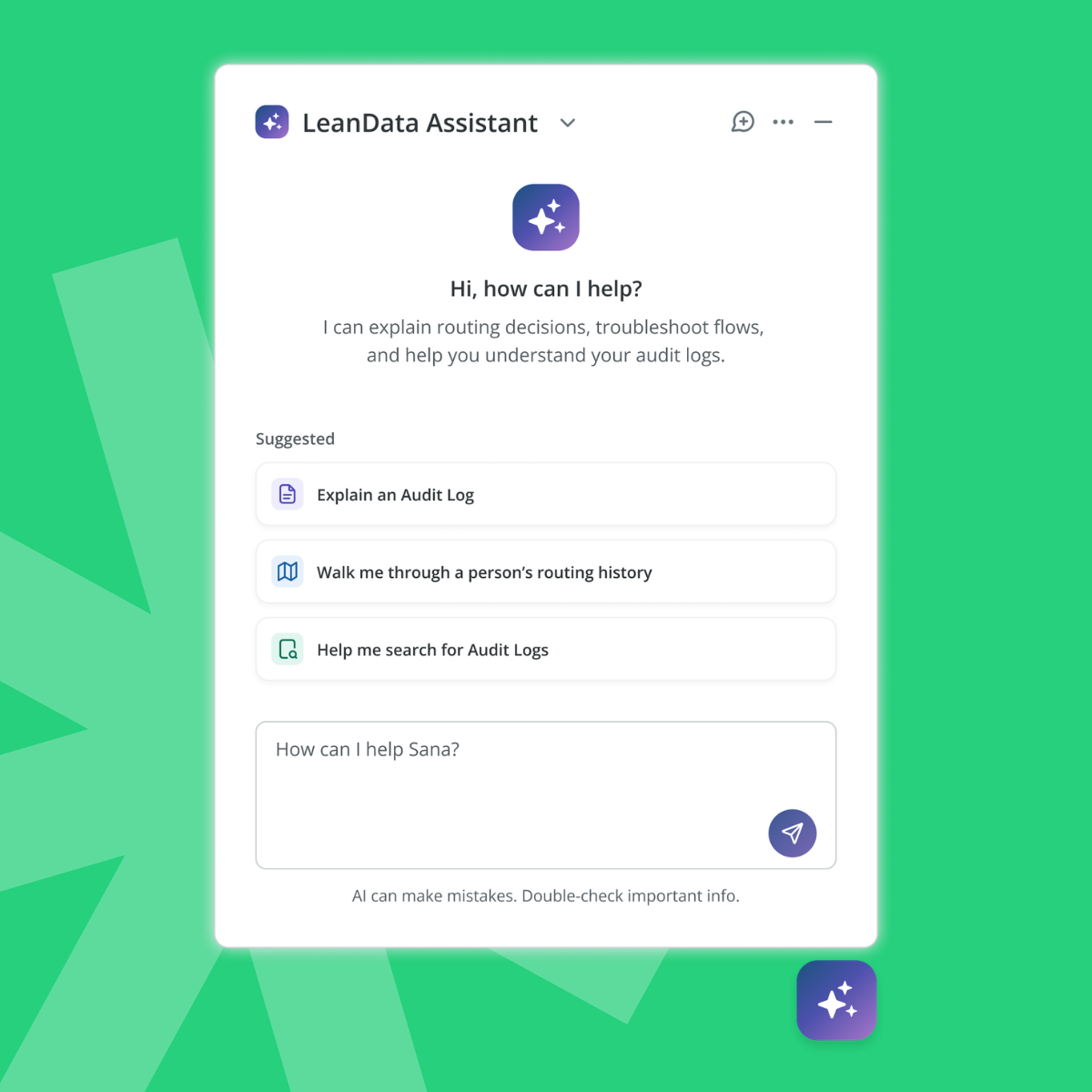LeanData audit log AI Assistant user interface