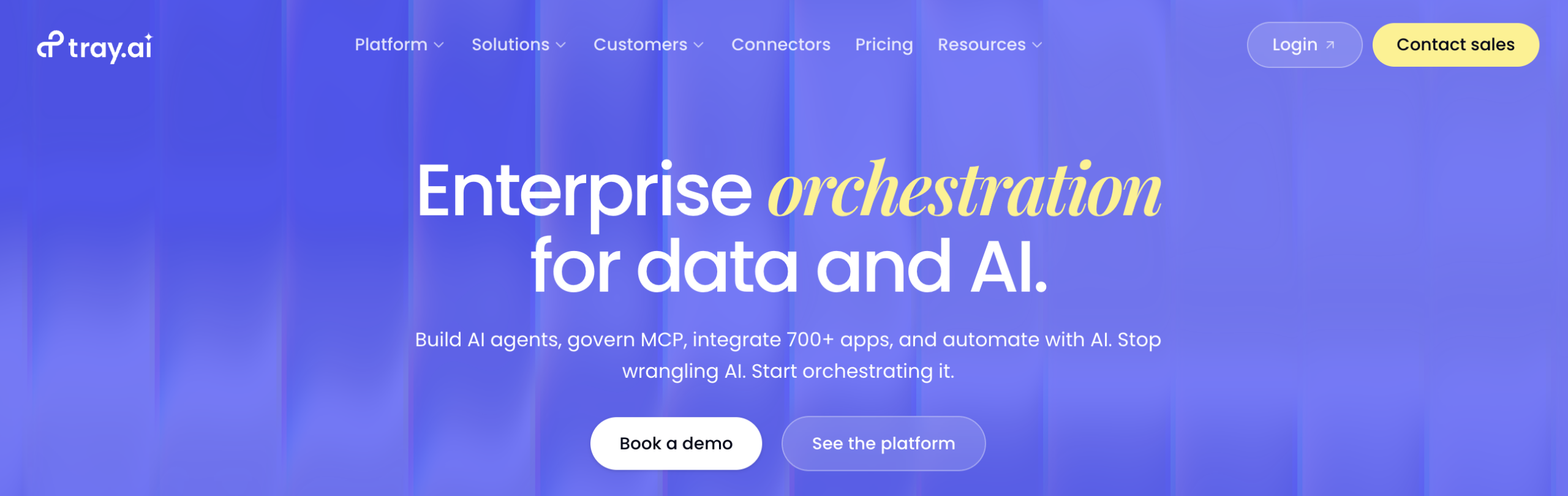 Tray.io home page webpage