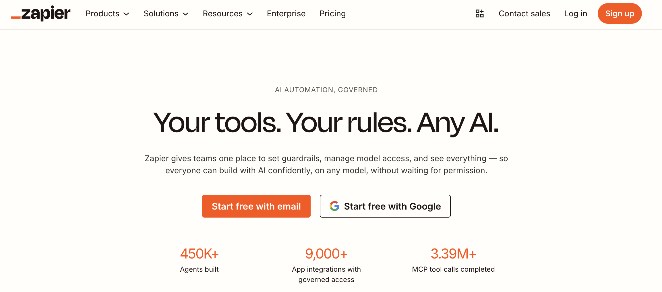 screenshot of Zapier home page